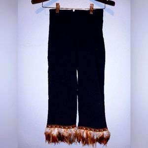 Feather Trim Crop Pants